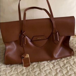 Lauren Ralph Lauren Tate Flap Satchel Tan/Cocoa